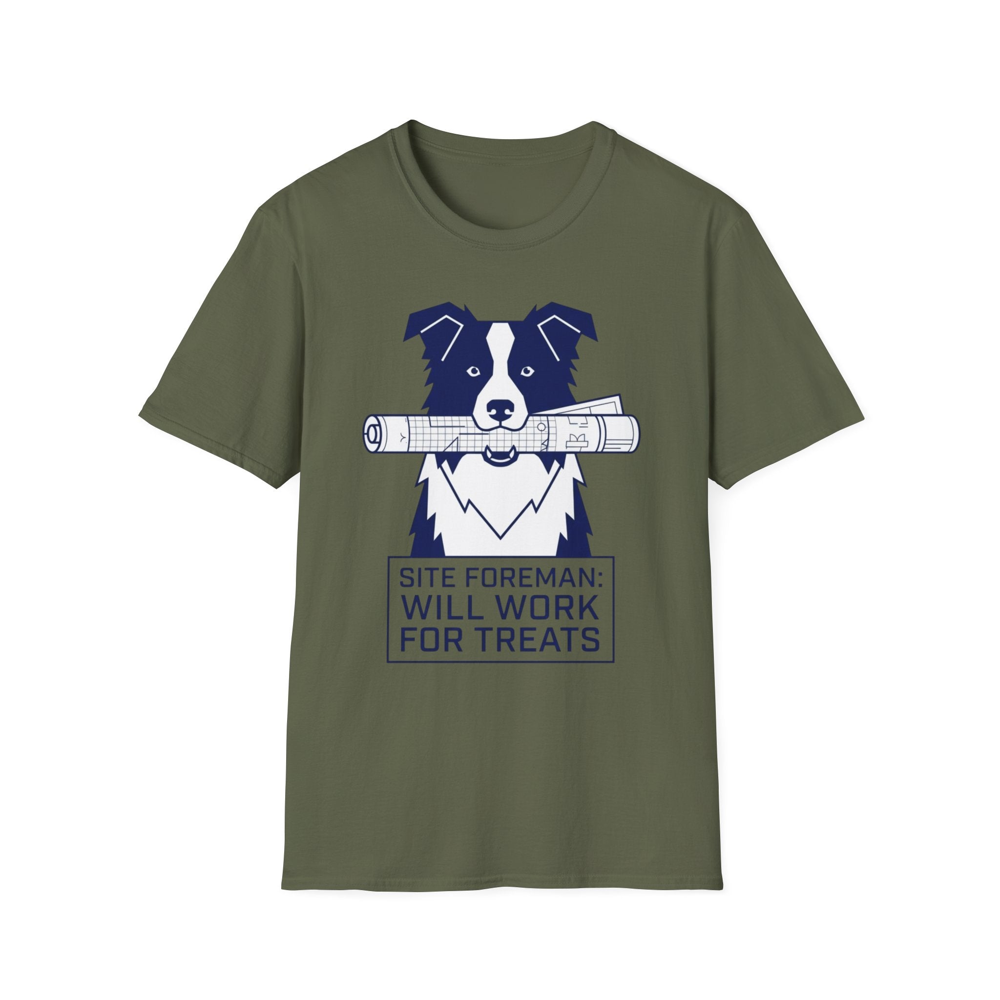 Site Foreman Dog T-Shirt – "Will Work for Treats" Construction Humor Tee