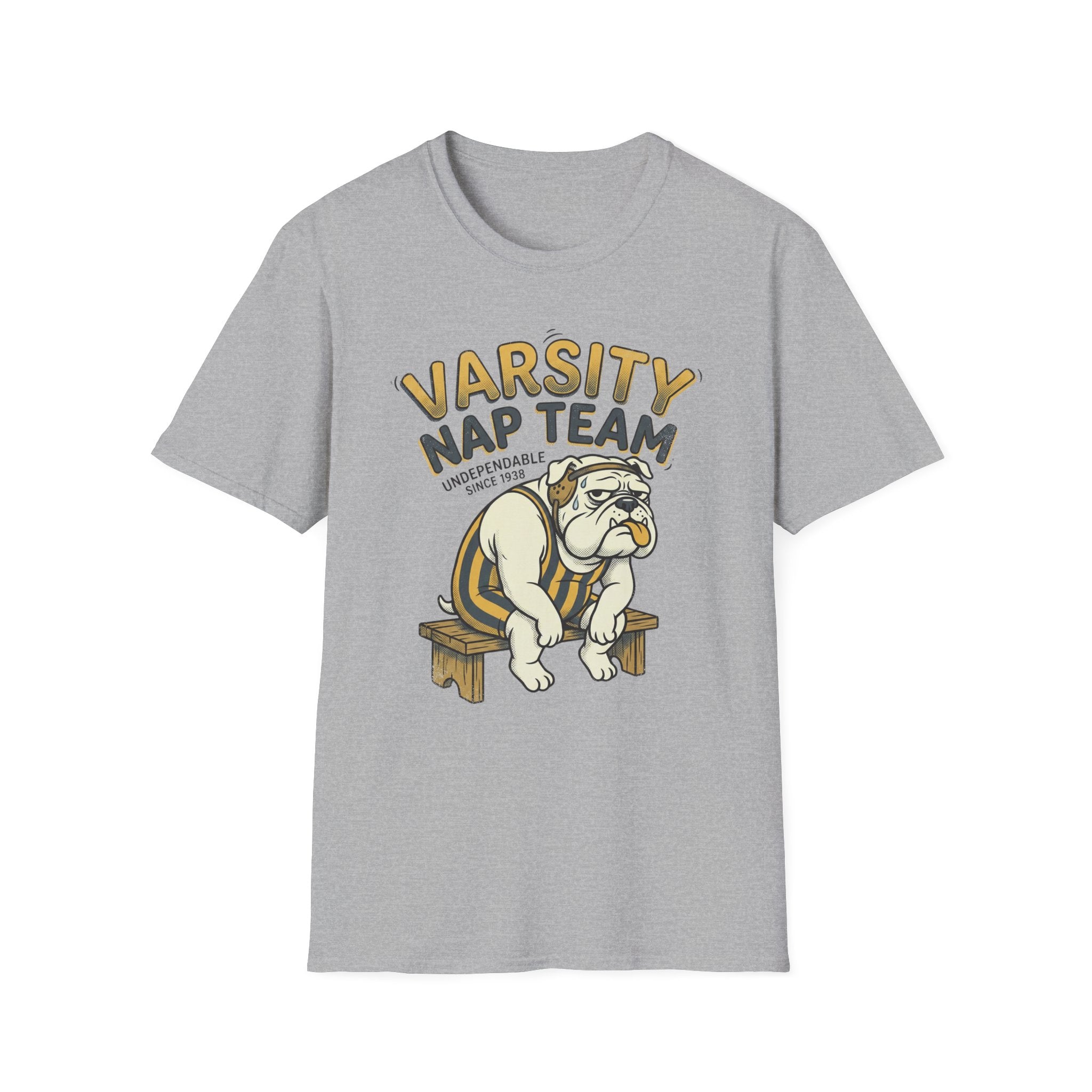 Varsity Nap Team T-Shirt — Funny Bulldog Sleep Squad Tee