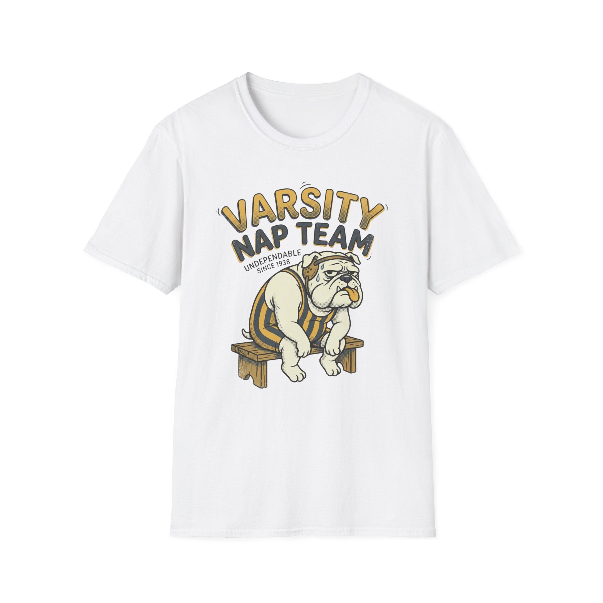 Varsity Nap Team T-Shirt — Funny Bulldog Sleep Squad Tee