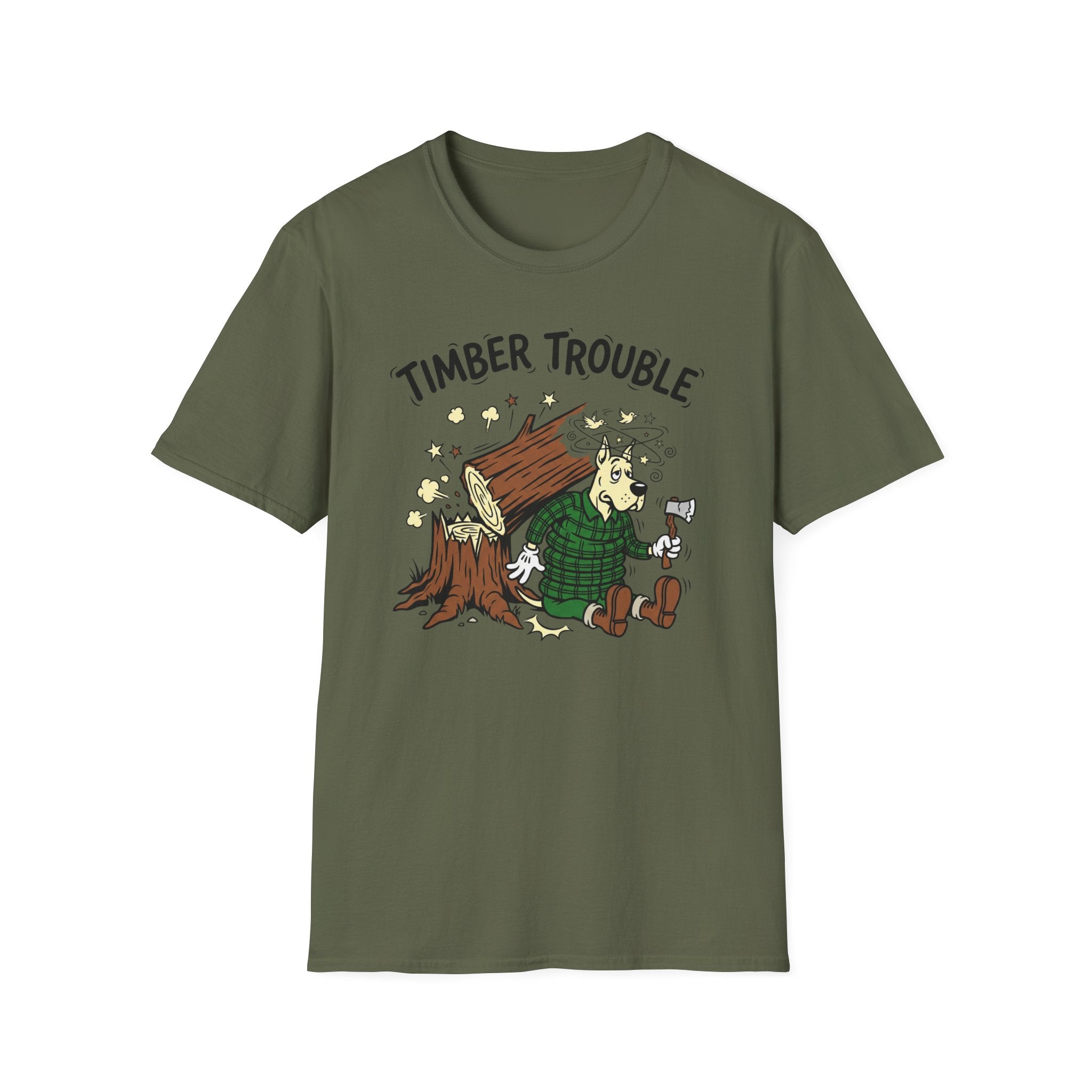 Timber Trouble T-Shirt — Funny Lumberjack Graphic Tee