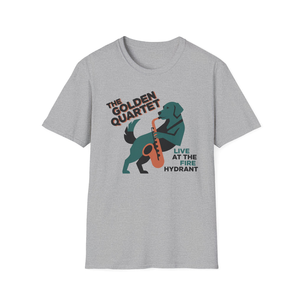 The Golden Quartet Guitar Dog T-Shirt — "Live at the Fire Hydrant" Music Tee
