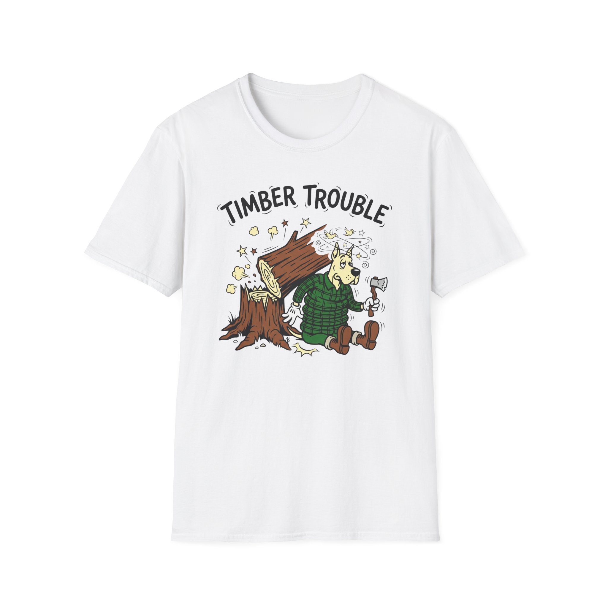 Timber Trouble T-Shirt — Funny Lumberjack Graphic Tee