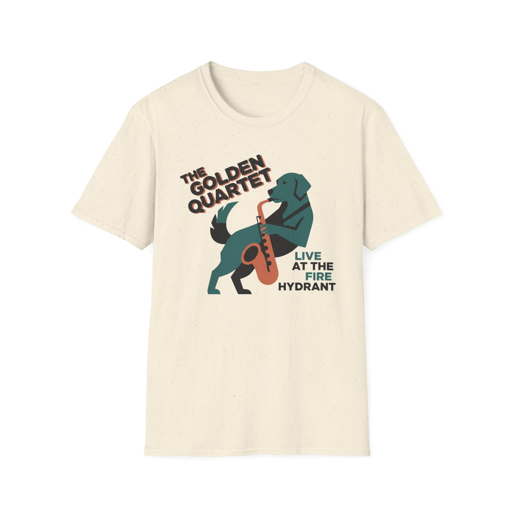 The Golden Quartet Guitar Dog T-Shirt — "Live at the Fire Hydrant" Music Tee