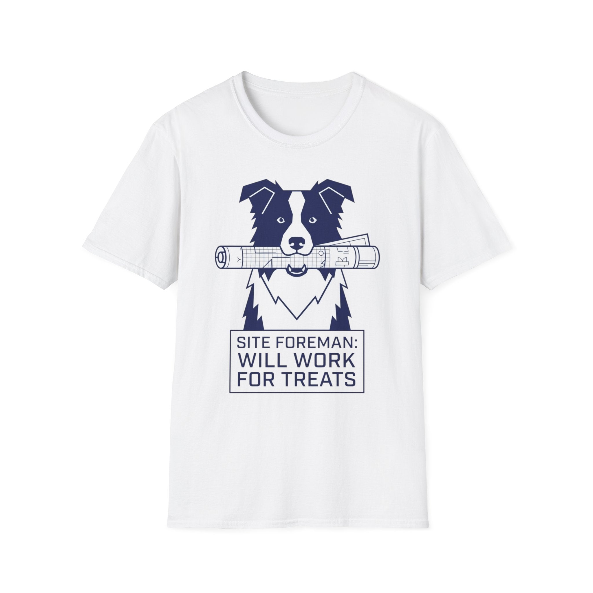 Site Foreman Dog T-Shirt – "Will Work for Treats" Construction Humor Tee