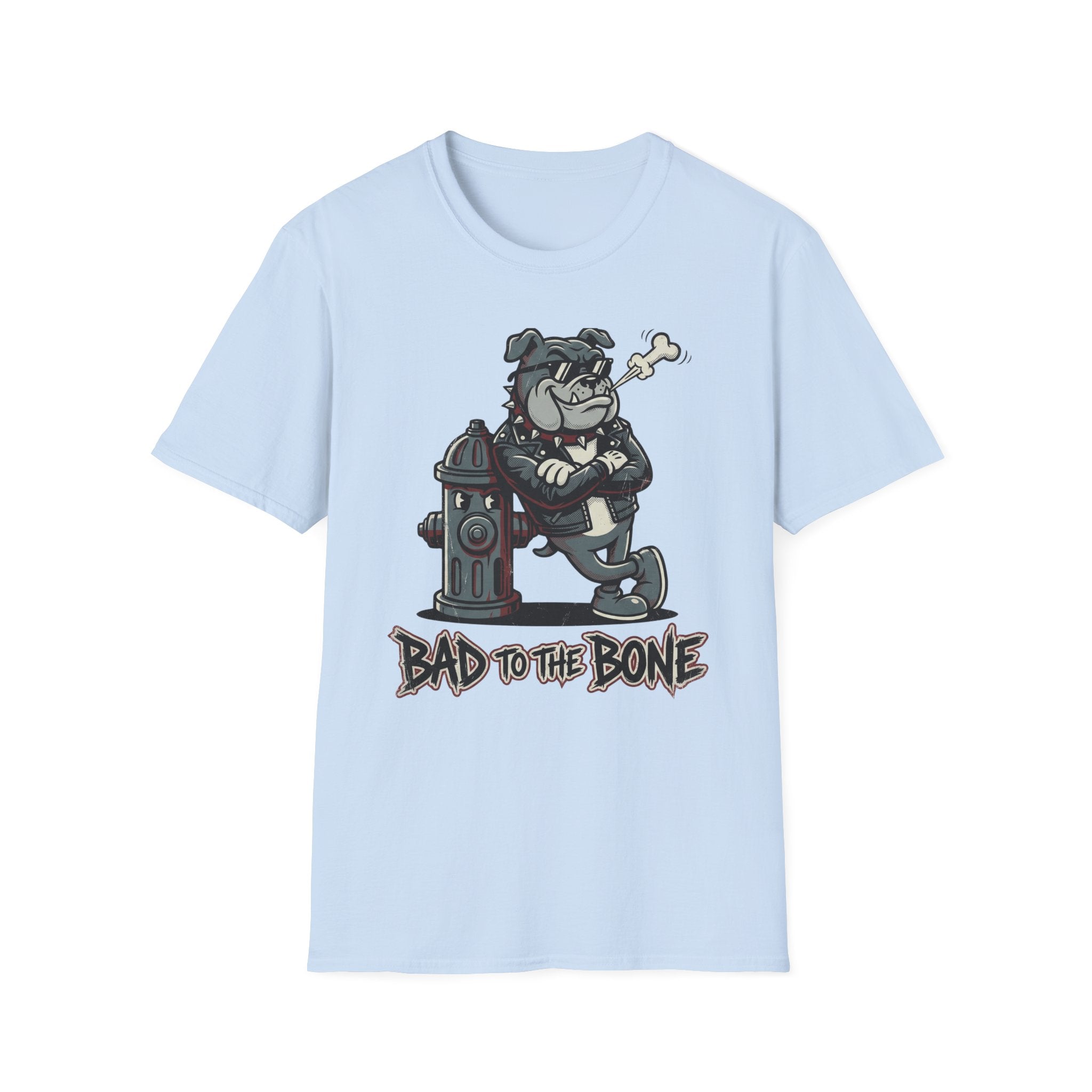 Bad to the Bone Bulldog T-Shirt — Retro Biker Dog Graphic Tee