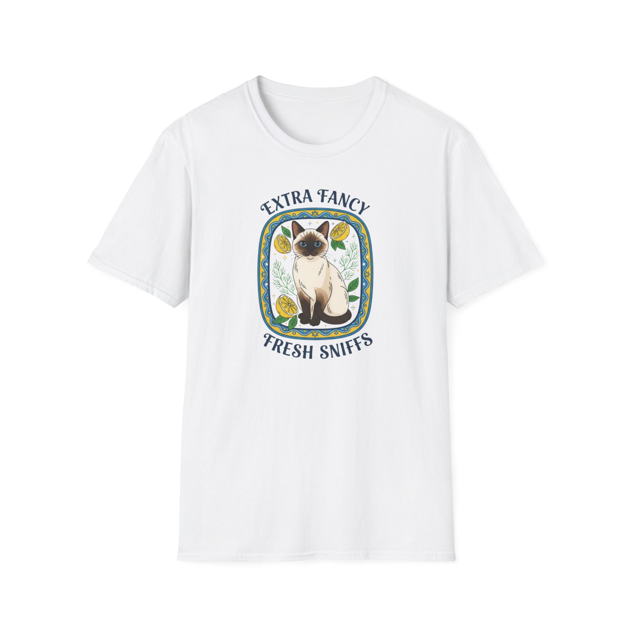 Cat T-Shirt — “Extra Fancy Fresh Sniffs” Floral Siamese Tee