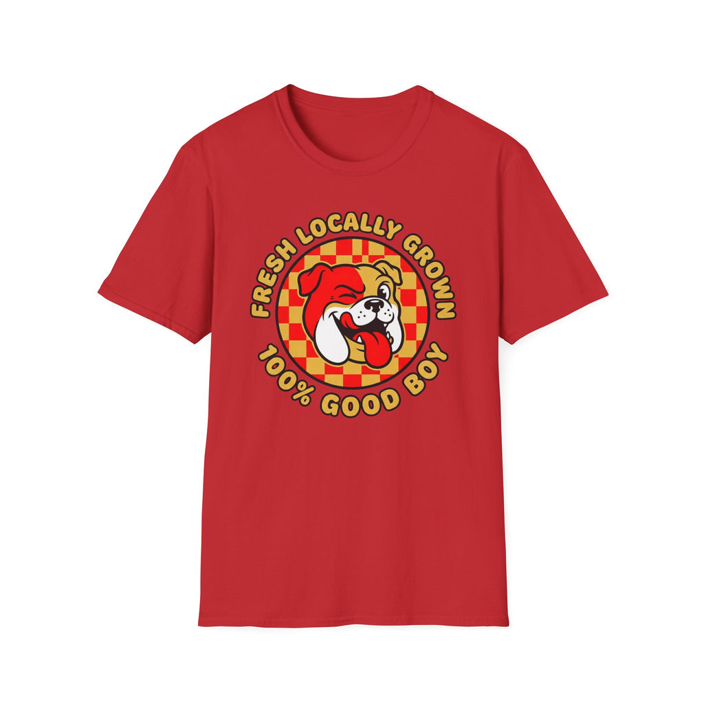 100% Good Boy T-Shirt — Fresh Locally Grown Retro Dog Graphic Tee