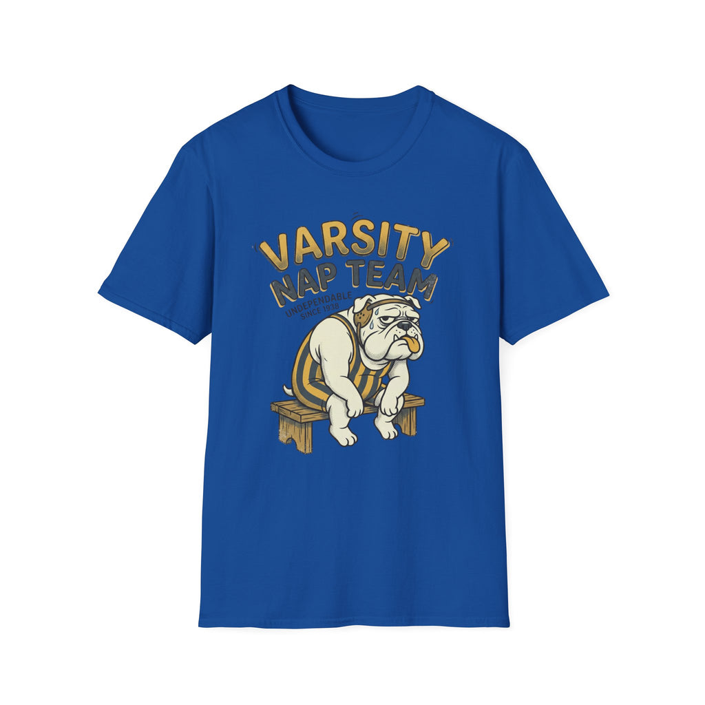 Varsity Nap Team T-Shirt — Funny Bulldog Sleep Squad Tee