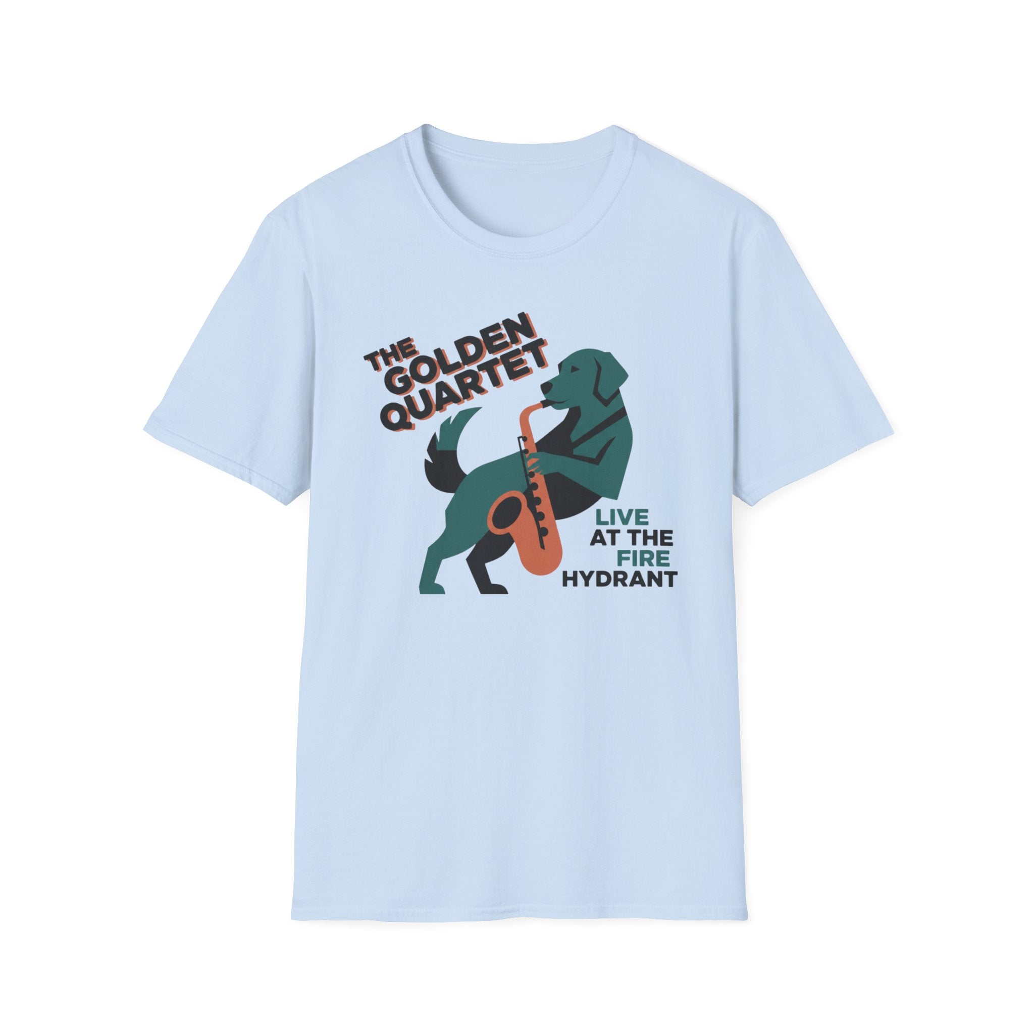 The Golden Quartet Guitar Dog T-Shirt — "Live at the Fire Hydrant" Music Tee